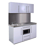 1500mm Commercial Eyeline Silver Mini Kitchen with Wall Cupboards